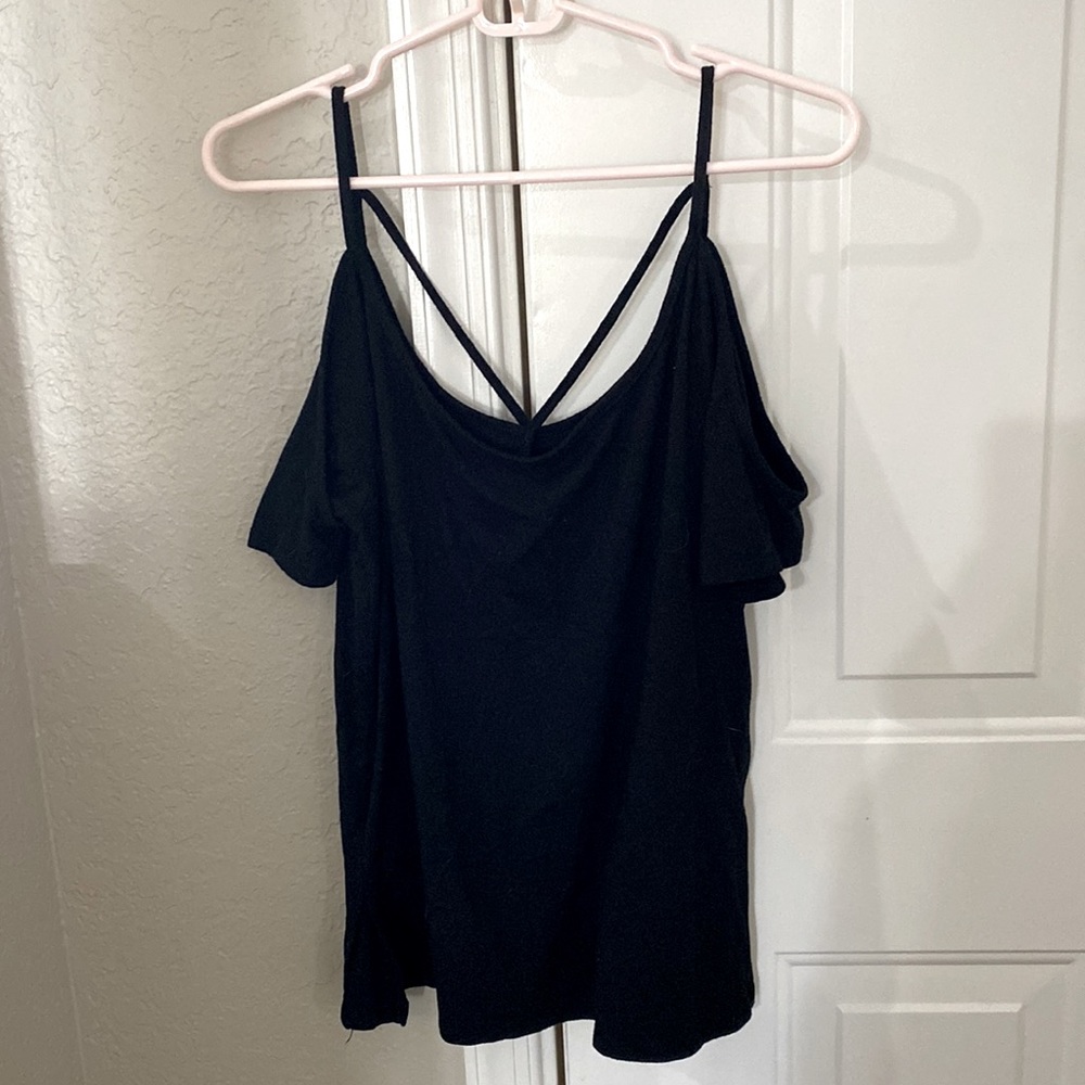 Black cold shoulder top